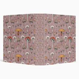 Boho Botanical Mushroom Pattern 3 Ring Binder
