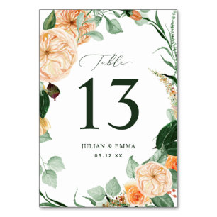 Boho Botanical Neutral Greenery Floral Custom Table Number