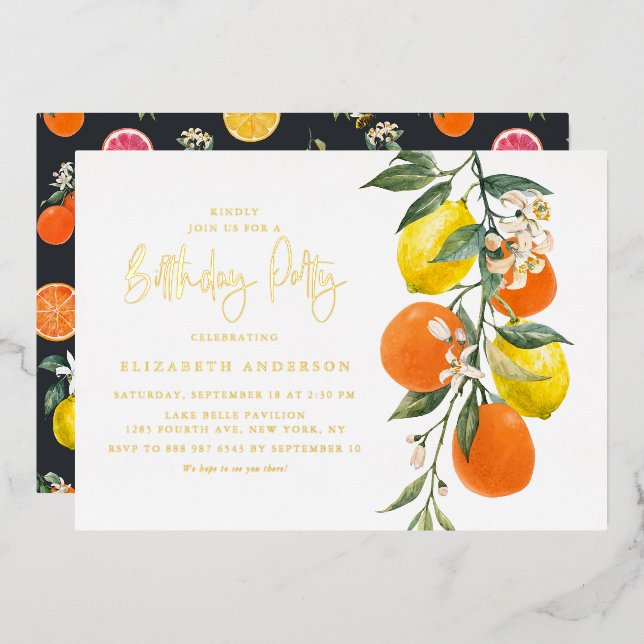 Boho Botanical Orange and Lemon Birthday Party (Front/Back)