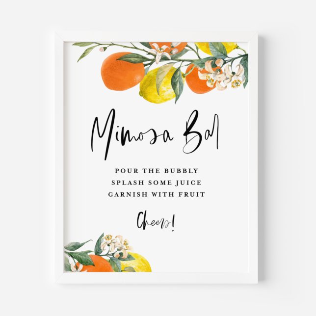 Boho Botanical Orange and Lemon Mimosa Bar Poster (Creator Uploaded)