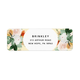 Boho Botanical Pastel Yellow Floral Return Address