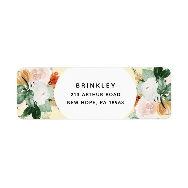 Boho Botanical Pastel Yellow Floral Return Address (Front)