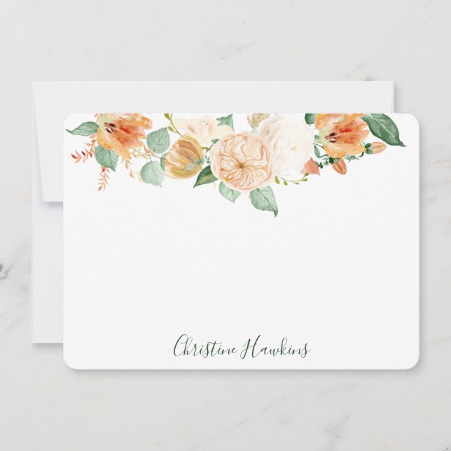Boho Botanical Peach Watercolor Personalised Card (Front)