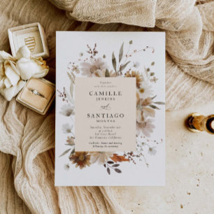 Boho Botanical Rustic Wedding Photo Invitation