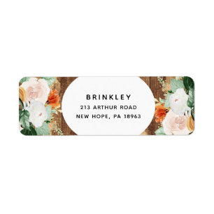 Boho Botanical Rustic Wood Floral Return Address