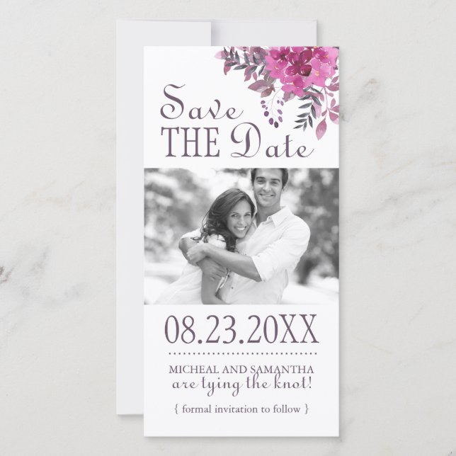 Boho Botanical Save the Date Photo Cards (Front)