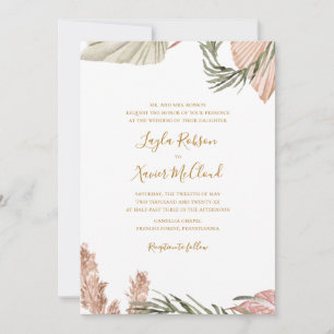 Boho Botanical   Simple Traditional Wedding Invitation