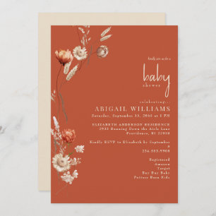 Boho Botanical Terracotta & Cream Baby Shower Invitation