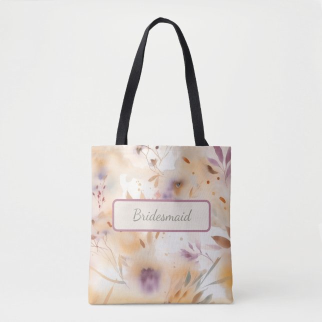 Boho Botanical Watercolor Floral  Tote Bag (Front)
