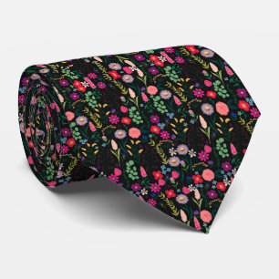Boho Botanical Watercolor Flowers Black Tie