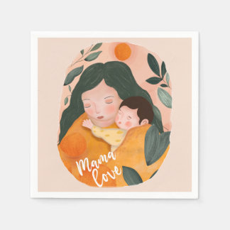 Boho Botanical Watercolor Motherhood Napkin