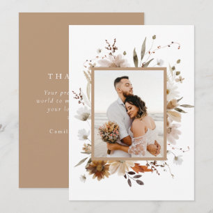 Boho Botanical Wedding Photo Thank you Card