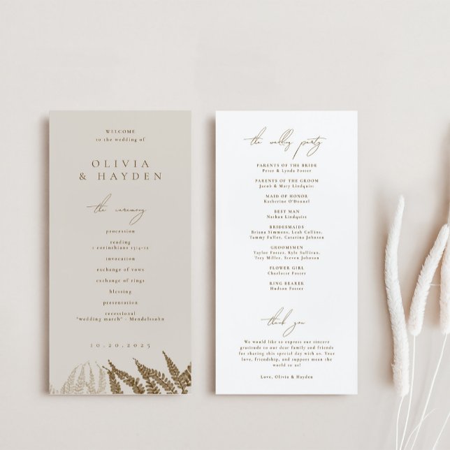 Boho Botanical Wedding Program Programme (Creator Uploaded)