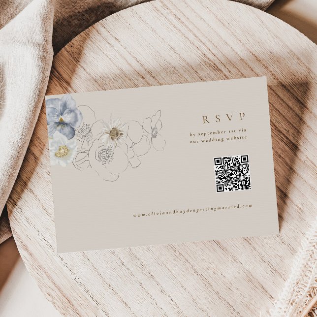 Boho Botanical Wedding RSVP Card with QR code (Creator Uploaded)