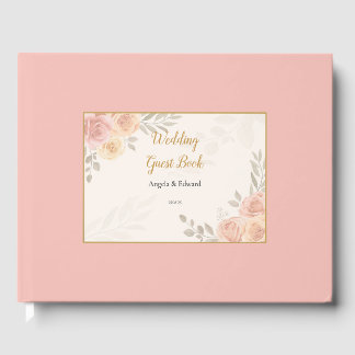 Boho Botanical White Pink Pose Guest Book