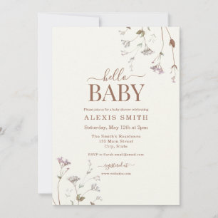 Boho Botanical Wildflower Floral Baby Shower Invitation