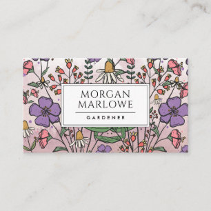 Boho Botanical Wildflower Floral Gardener Business Card