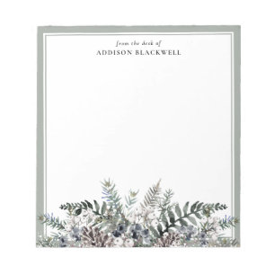 Boho Botanical Winter Name Template Notepad