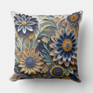 Boho Botanical Zentangle Floral  Cushion