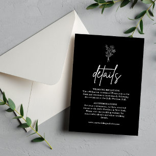 Boho Botanicals Black Wedding Details Enclosure Card