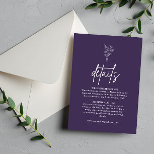 Boho Botanicals Purple Wedding Details Enclosure Card