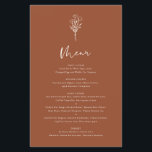 Boho Botanicals Terracotta Wedding Menu Card<br><div class="desc">Add these customisable floral minimalist menu cards to your event's tablescape. It features a modern floral bouquet line with whimsical calligraphy. Personalise this boho menu card by adding names,  dates and meal choices. This terracotta menu card is perfect for weddings,  baby showers,  bridal showers,  birthdays,  and so much more.</div>