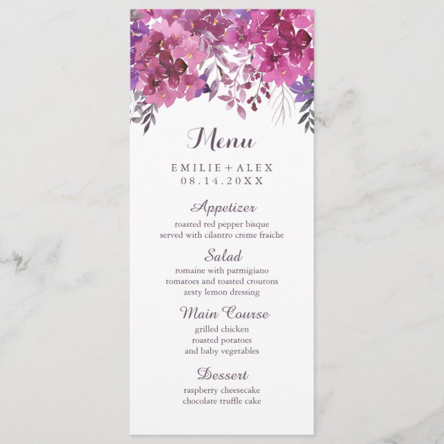 Boho Botanicals Wedding Menu (Front)