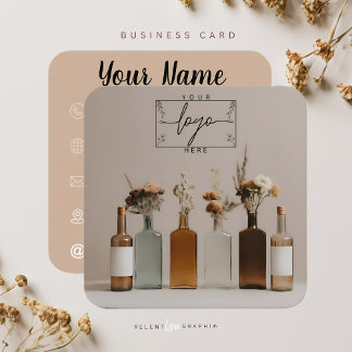 Boho Bottles | Flowers | Aesthetic Square Business Card