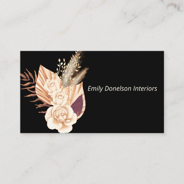 Boho Bouquet Interior Design Florist  Business Card (Front)