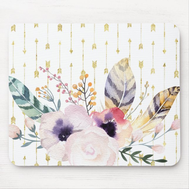 Boho Bouquet Mouse Mat (Front)