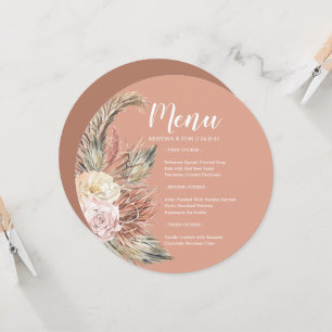 Boho Bouquet Round Menu Invitation