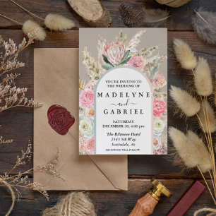  Boho Bouquets Pampas Grass Arch  Frame Invitation