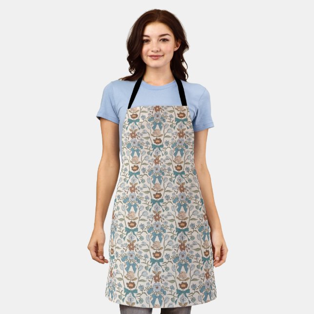 Boho Bows and Blossoms Blue Apron (Worn)
