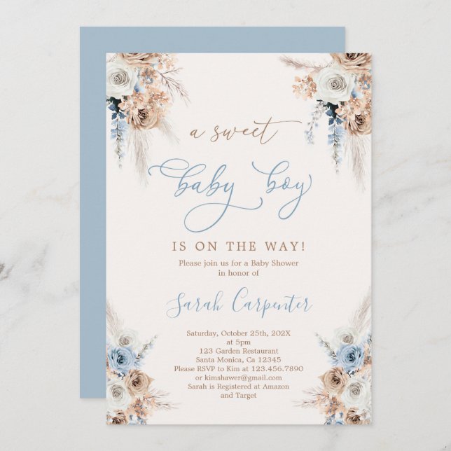 Boho Boy Baby Shower Invitation (Front/Back)