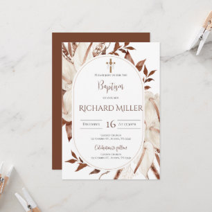 Boho Boy Baptism Invitation