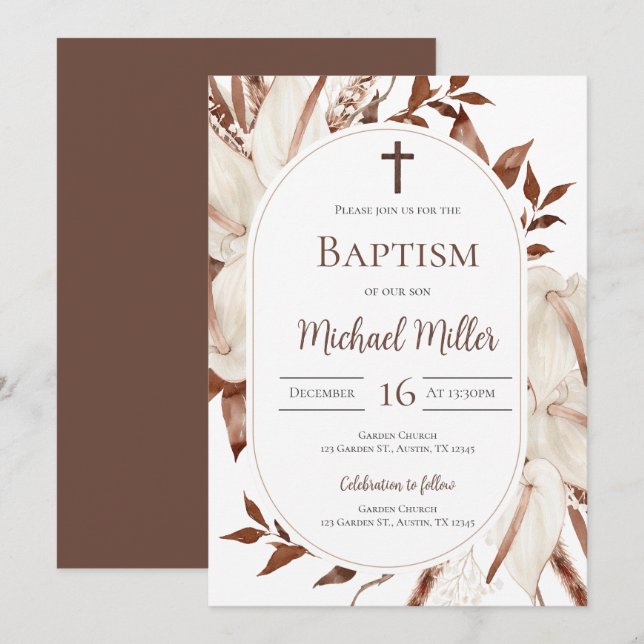 Boho Boy Baptism Invitation (Front/Back)