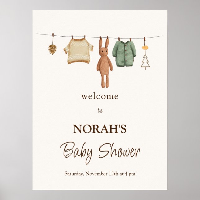 Boho Boy Clothes Baby Shower Welcome Sign Poster (Front)