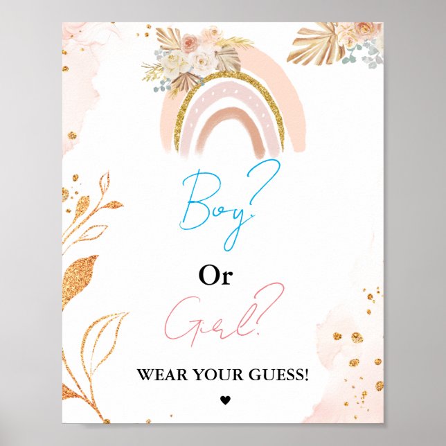 Boho Boy Or Girl Wear your guess baby shower game Poster (Front)