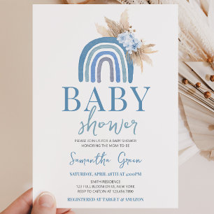 Boho Boy Rainbow Baby Shower Invitation
