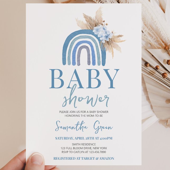 Boho Boy Rainbow Baby Shower Invitation (Creator Uploaded)