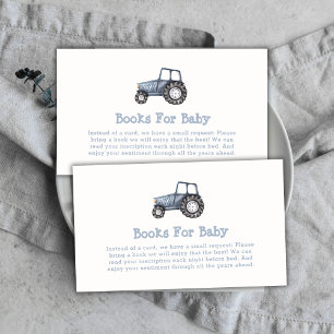 Boho Boy Watercolor Tractor Books For Baby Shower Enclosure Card