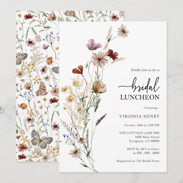 Boho Bridal Luncheon Invitation (Front/Back)