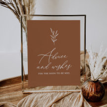 Boho Bridal Shower Advice and Wishes Sign
