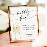 Boho Bridal Shower Bubbly Bar Sign | Mimosa Bar<br><div class="desc">This Bubbly Mimosa Bar Sign features hand-painted watercolor champagne flutes and is perfect to display at your shower or event's bubbly station! Text and background colours are fully editable —> click the "Customise Further" button to edit!</div>