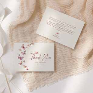 Boho Bridal Shower Butterfly Thank You Card