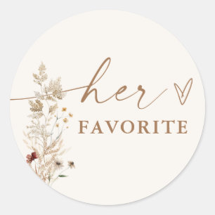 Boho Bridal Shower Favour Sticker   Modern Floral