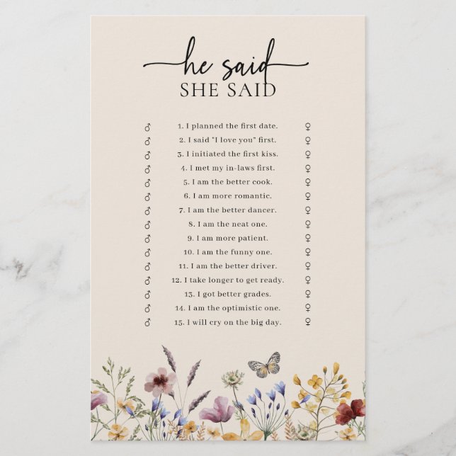 Boho Bridal Shower Game (Front)