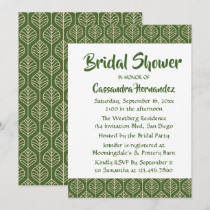 Boho Bridal Shower Green Leaf Wedding Leaves Invitation
