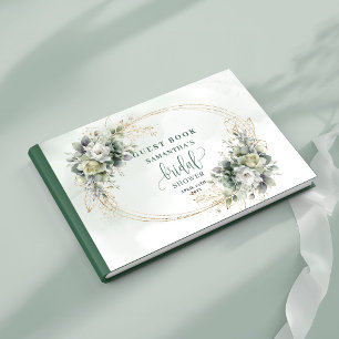 Boho Bridal Shower Guest Book Greenery and Gold
