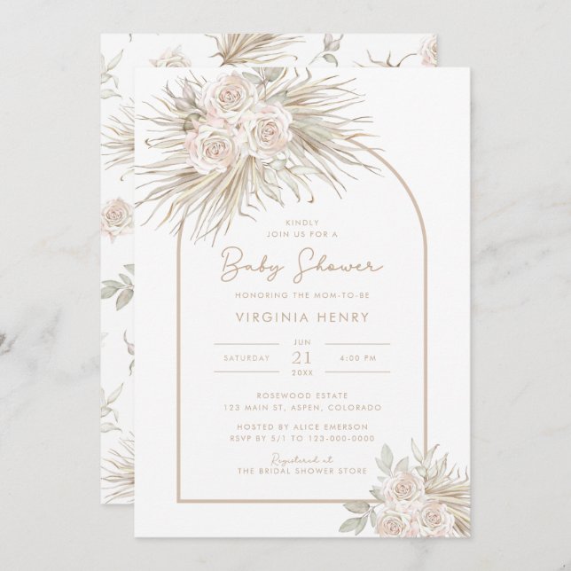 Boho Bridal Shower Invitation (Front/Back)